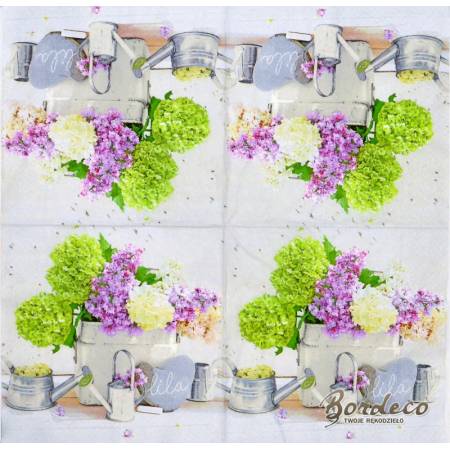 Serwetka do decoupage firmy GOMAR hortensje i bez 33x33cm